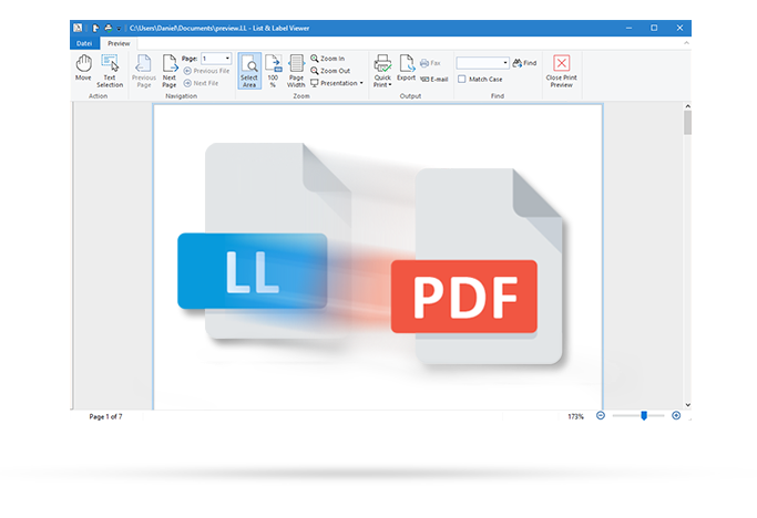 PDF display in the List & Label Viewer