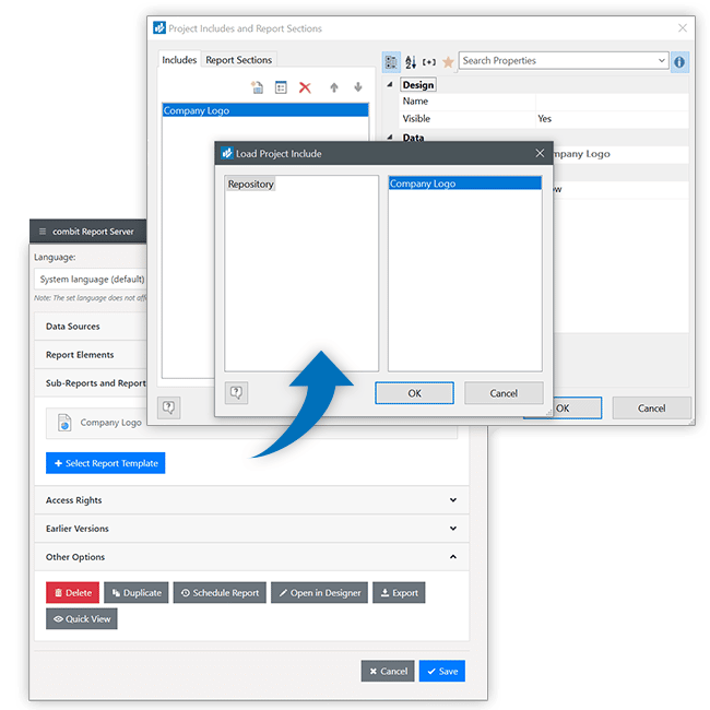 Subreports and project includes in Report Server