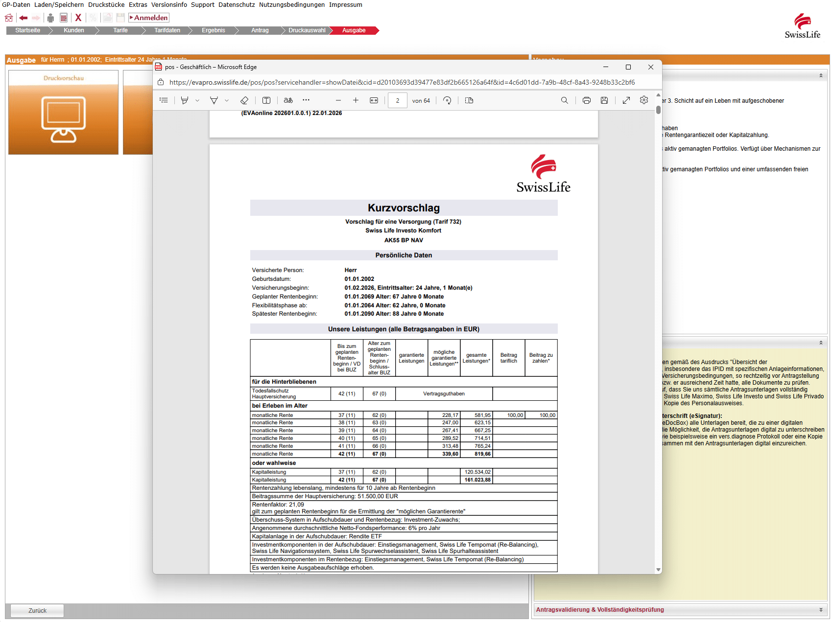 Swiss Life Dashboard